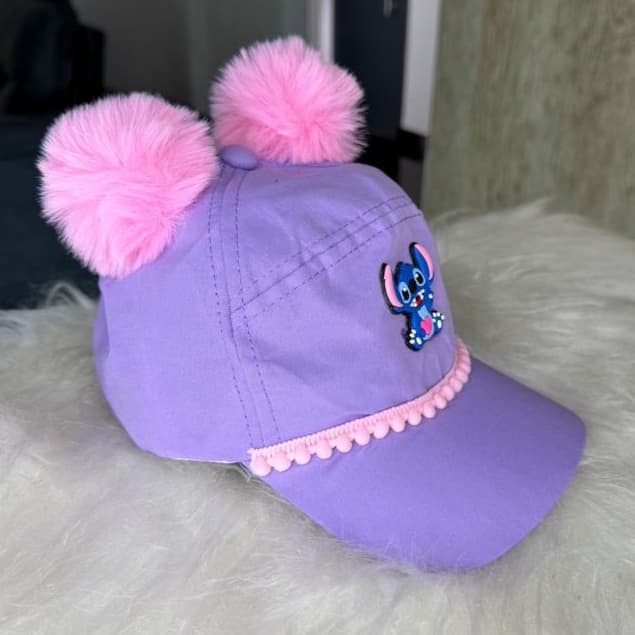 Boné Infantil menina Personalizado infantil / Boné stitch pompom