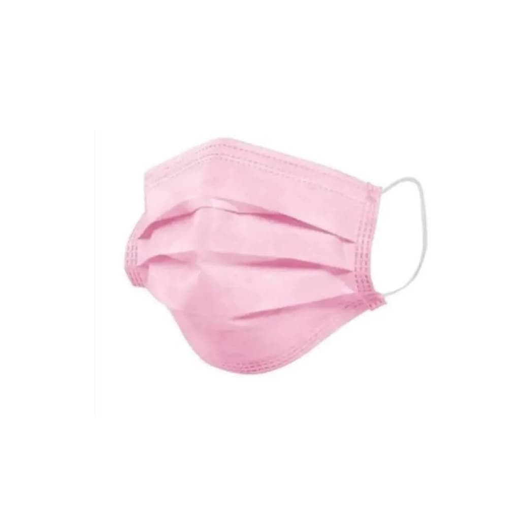 Máscara Descartável Tripla Elástico Rosa e Preta com 50 unidades