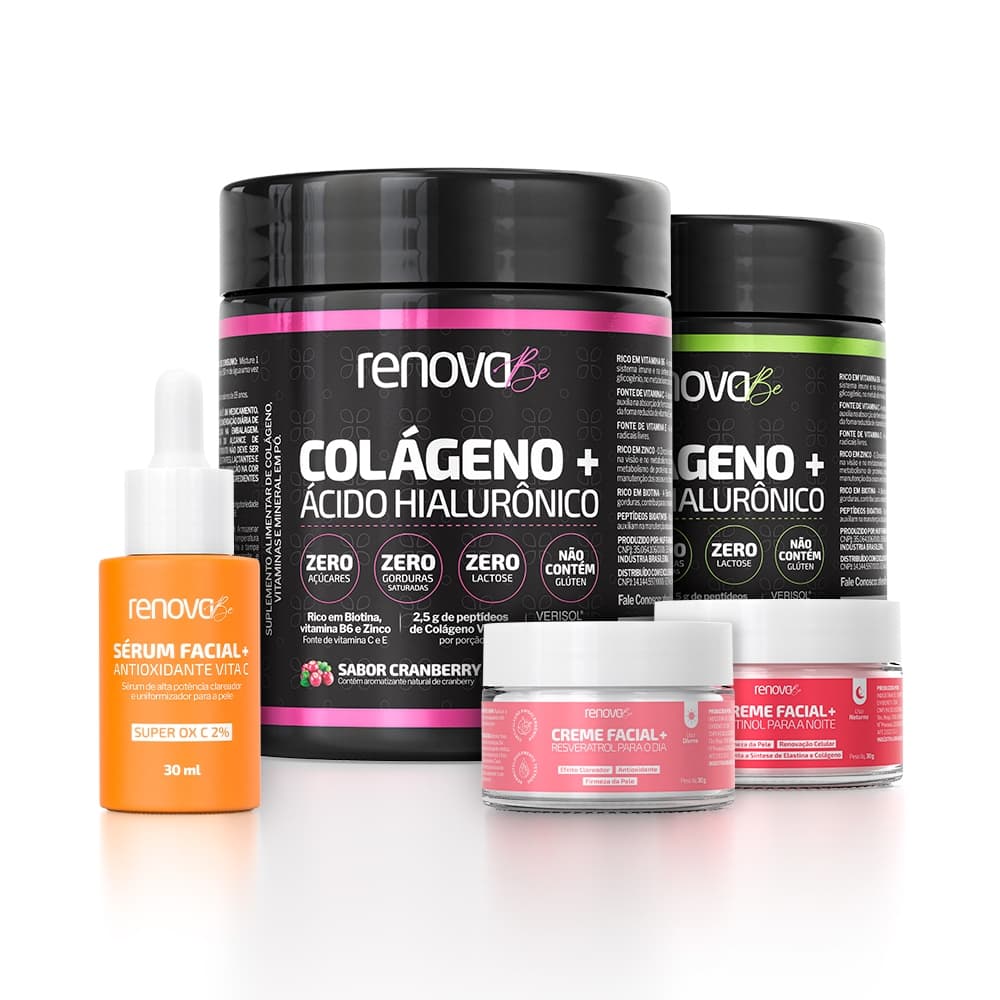2 Colágenos Verisol com Ácido Hialurônico + Retinol + Resveratrol + Vitamina C - Renova Be