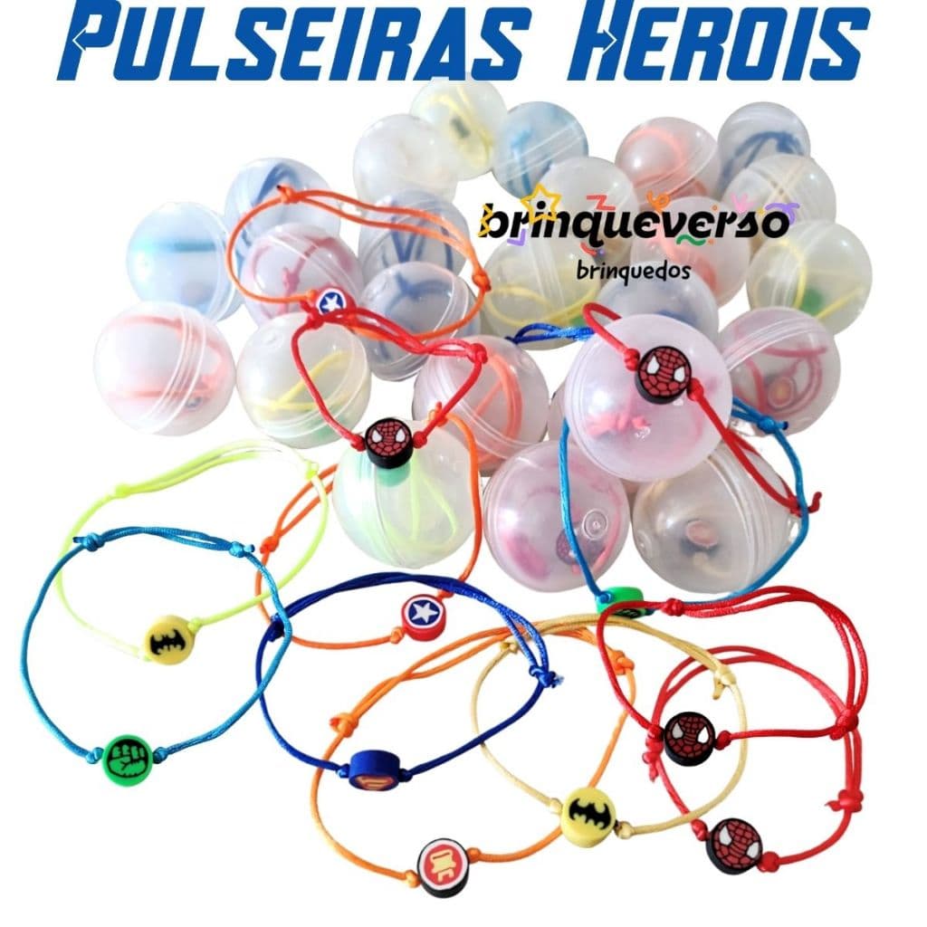 15/40 UN Kit Pulseira Heróis. Ideal para Lembrancinhas Aniversário, Kit festa, Lembrancinha, Brinde