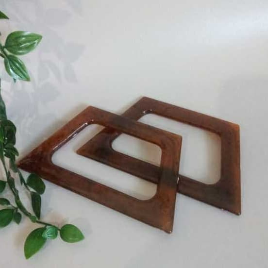 PAR de alça RESINA trapézio [7709] para bolsa de crochê, tricô e macramê [1par]