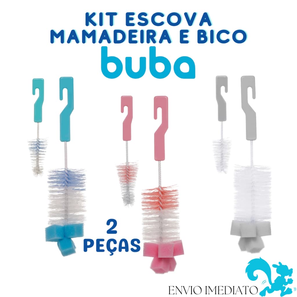 Escova Para Lavar Limpar garrafas termica E Bico com Esponja Buba Multiuso