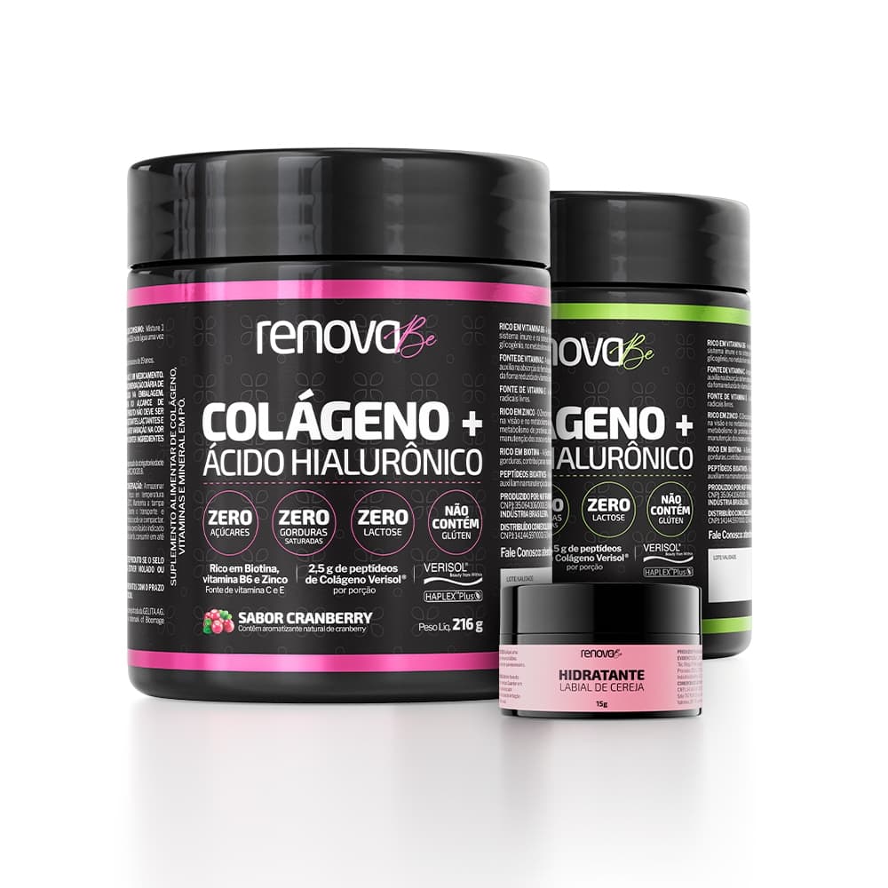 Kit 2 Colágenos Verisol com Ácido Hialurônico e Biotina Renova Be
