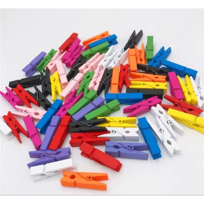 50 Mini Pregador de Madeira Prendedor Pequeno Decoração Festas Clipe Colorido Enfeite Mini Prendedor Roupas Decorativo