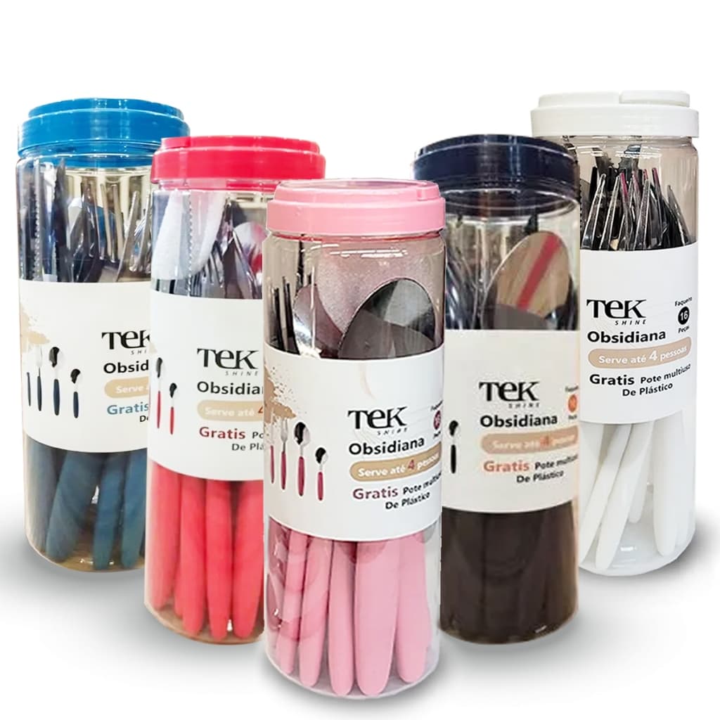 Faqueiro Inox 16 Peças Jogo De Talheres Cabo Preto Com Porta Condimentos