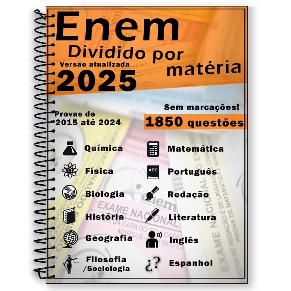 Enem 2025 provas divididas por matéria 2015 até 2024