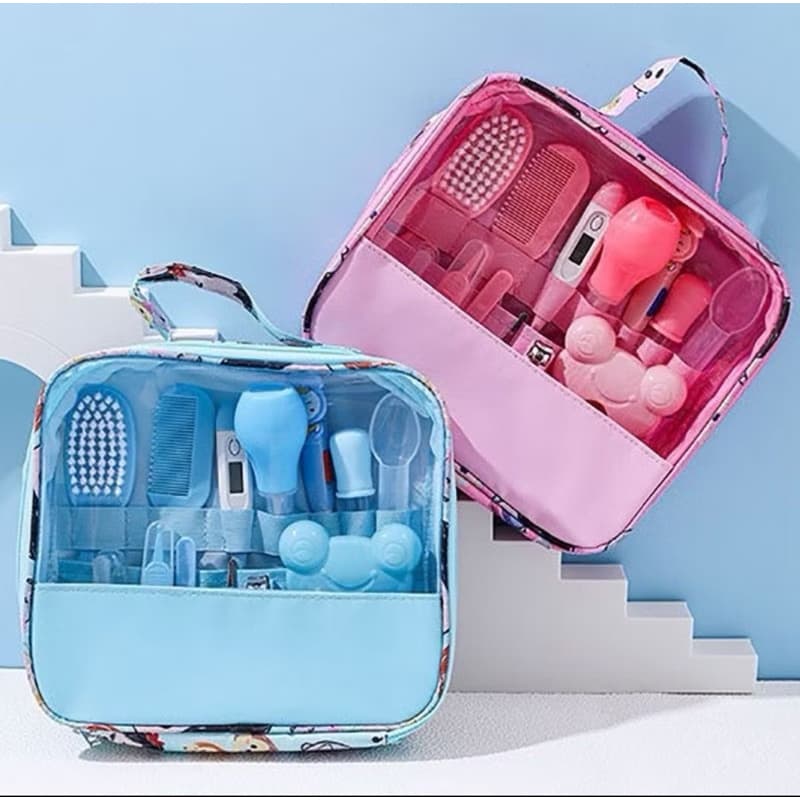 Kit 13 Higiene Cuidado Bebê Recém Nascido Essencial 13 Peças Cuidados Com O Bebê Recém Cortador Escova Cabelo Unha Pente