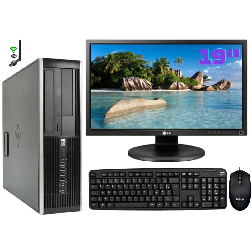 Computador Barato Completo HP 8gb Ram 500gb Amd A8-5500 Tela Grande 19" Teclado Mouse Wifi
