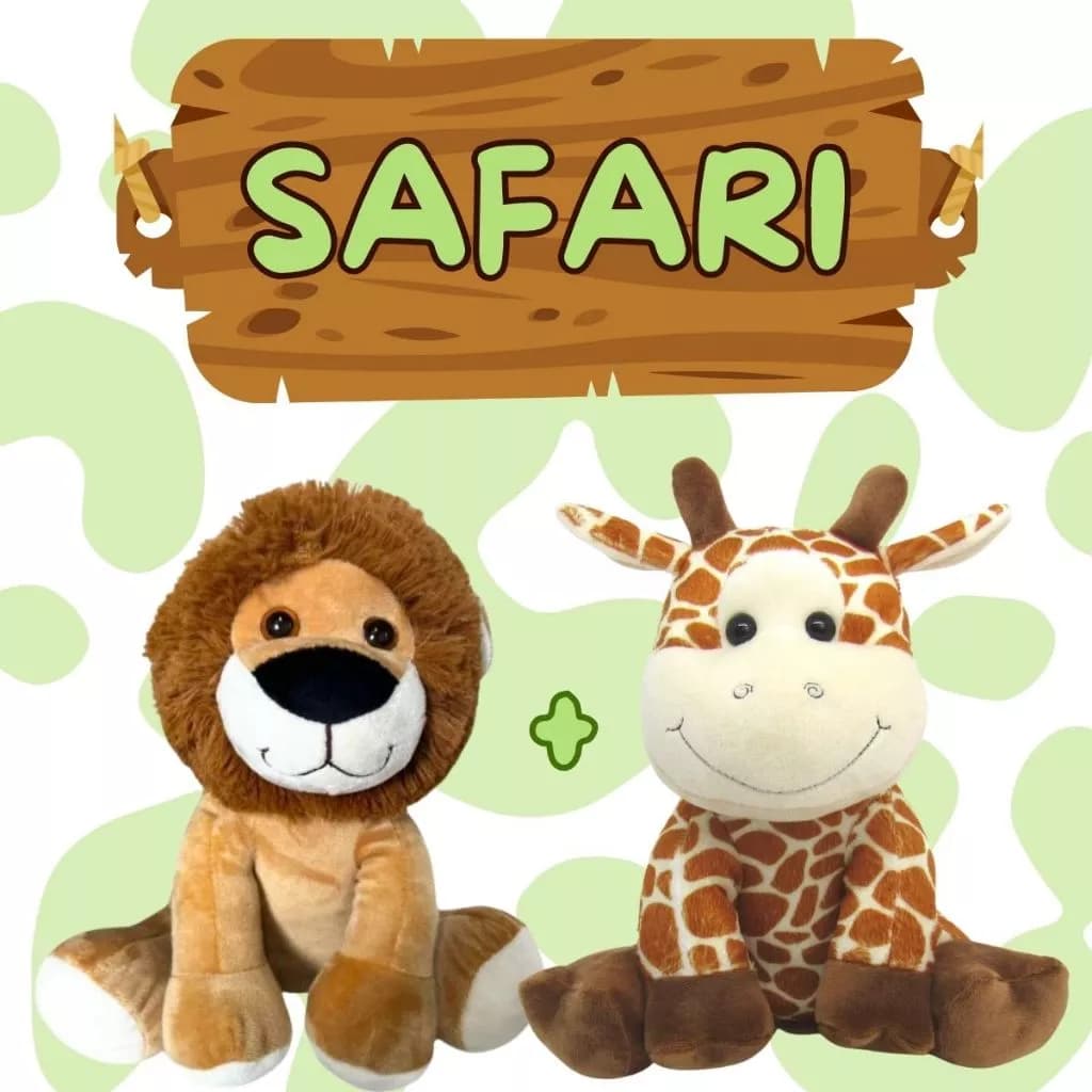 Kit c/2 ou 1 Bichinho(s) de Pelúcia Safári Animais 30 Cm Para Presentes Decorações Festas