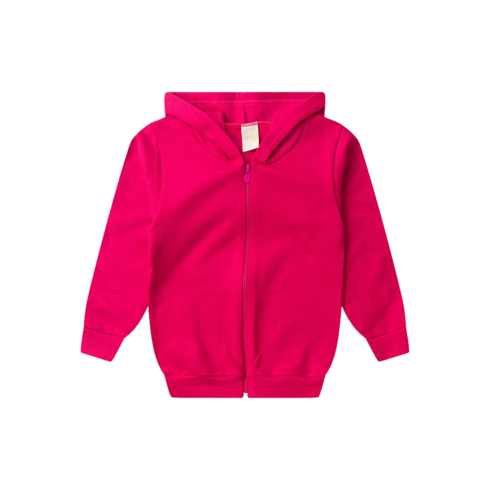 Jaqueta Inverno Menina Com Capuz em Moletom felpado Básica