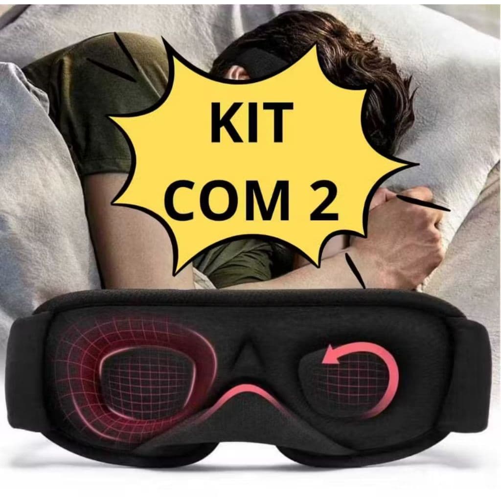 KIT COM 2 UNIDADES Máscara Espuma Confortavel 3D de dormir 100% Zero Pressão Tampa do olho noturno para viagens MT207