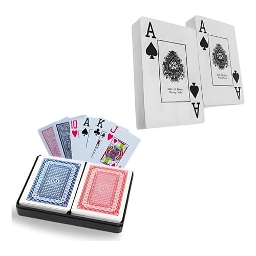 Kit Baralho 108 Cartas De Plastico Original Lavável azul e vermelho