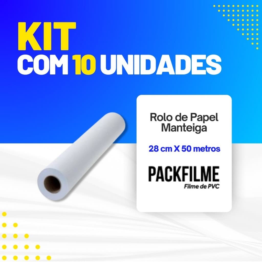 KIT 10 Rolo De Papel Manteiga 28 Cm X 50 Metros AIR FRAYER