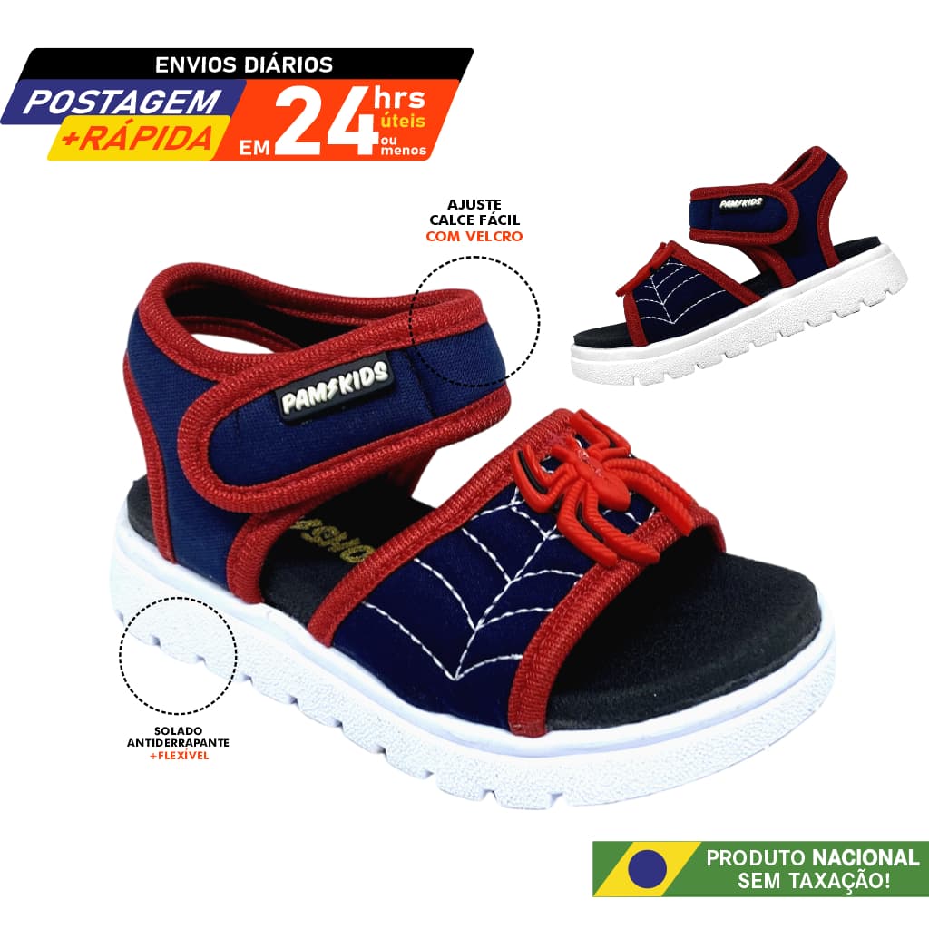 Papete Infantil Meninos Sandálias em tecido macio elástico bordado personagens herois antiderrapante