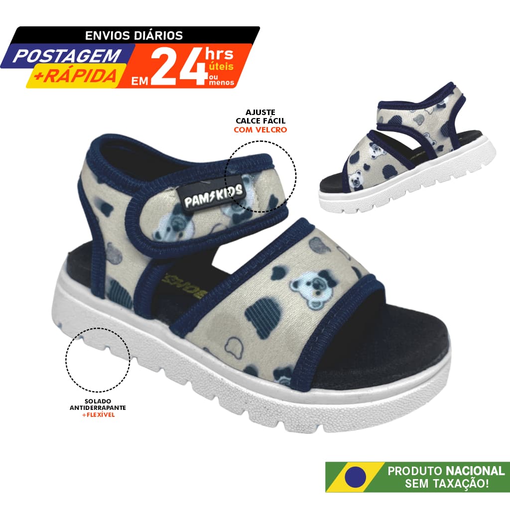 Papete infantil de tecido com ajuste em velcro macia levinha menino ursinho estampado confortável