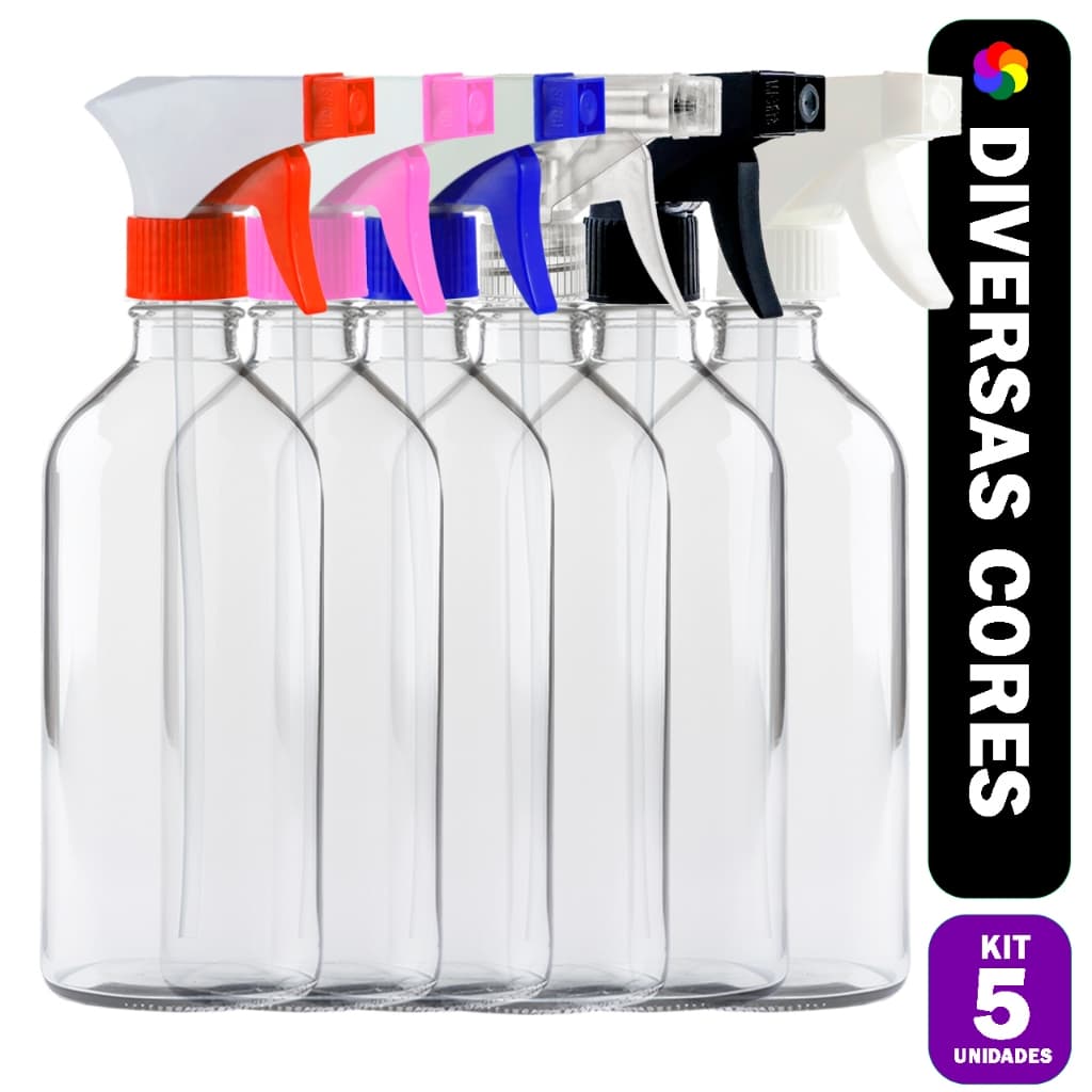 5 Borrifador 500ml com Gatilho - Pulverizador para Limpeza, Jardim e Uso Doméstico e Geral