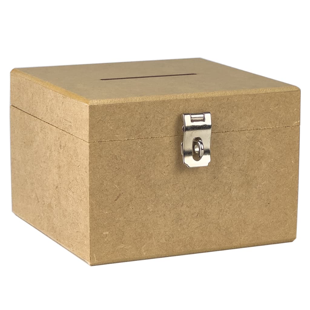 Cofrinho de Madeira Em Mdf Cofre Com Furo Para Notas Moedas e Fecho Para Cadeado