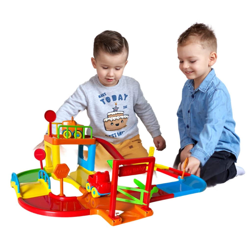 Pista De Carrinho Brinquedo Infantil Educativo Montável Com 2 Carrinhos Garagem Para Menino 1 2 3 Anos