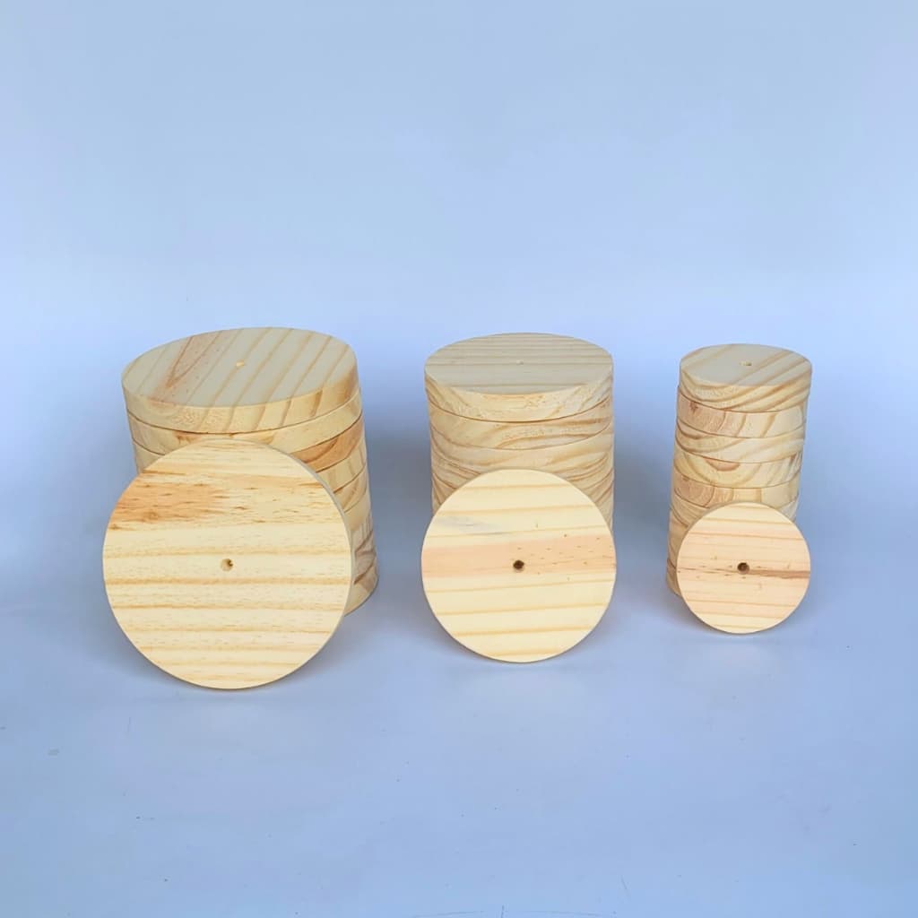 Bolacha de Madeira Pinus Kit 10 Unids Lixado Disco p/ Artesanato Roda