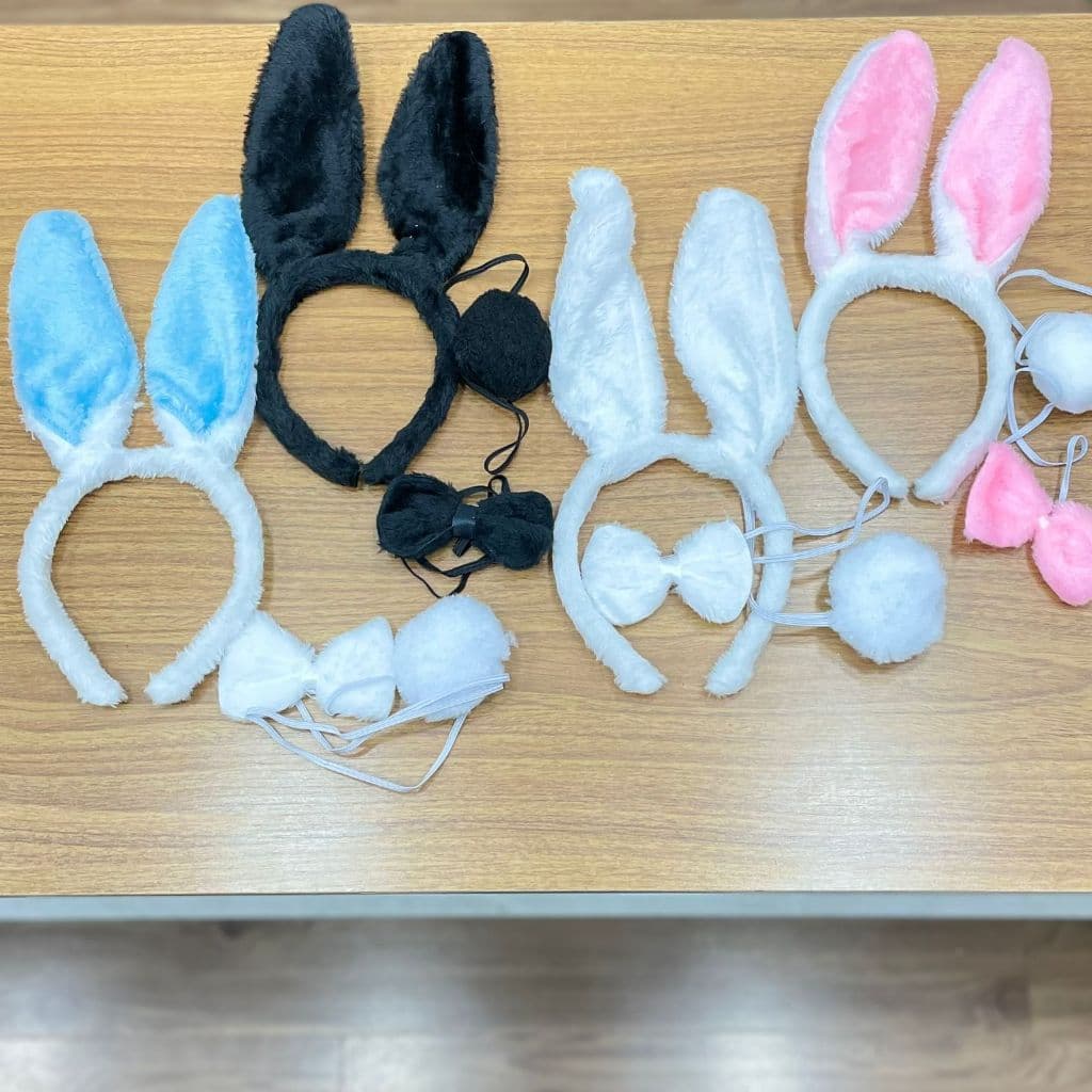 Kit Arco De Coelho Com Rabinho e Gravata Festa Fantasia Decoração