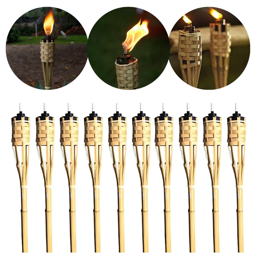 Kit 10 Tochas de  Bambu Lamparina Festa Temática Decoração  Jardim Luau 120cm