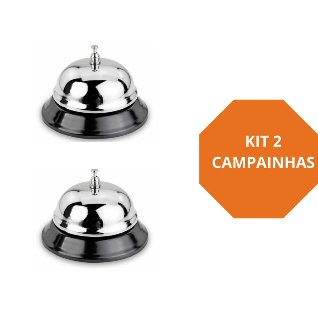 Kit 2 Campainhas Sino de Mesa - Balcão Recepção e Atendimento