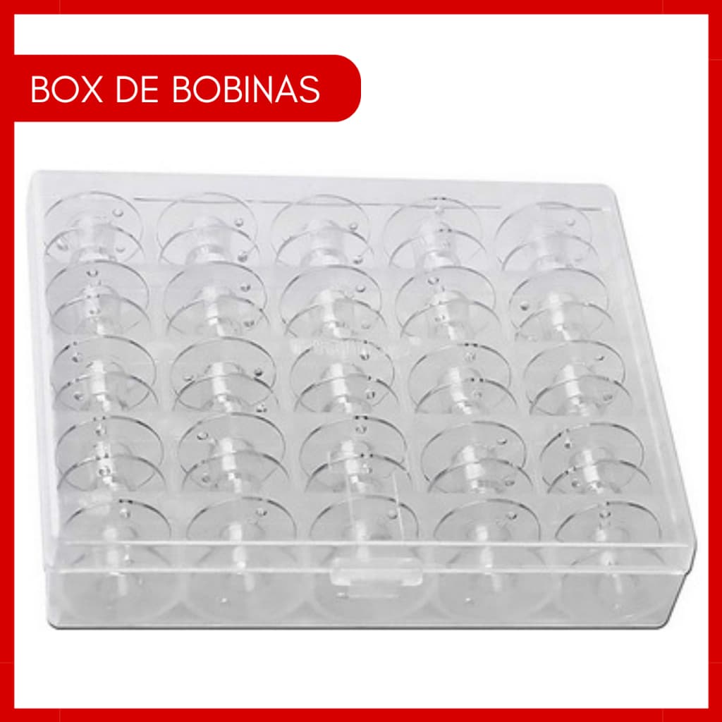 Estojo Caixa Box Bobinas Altas 25 unid transparente Máquina