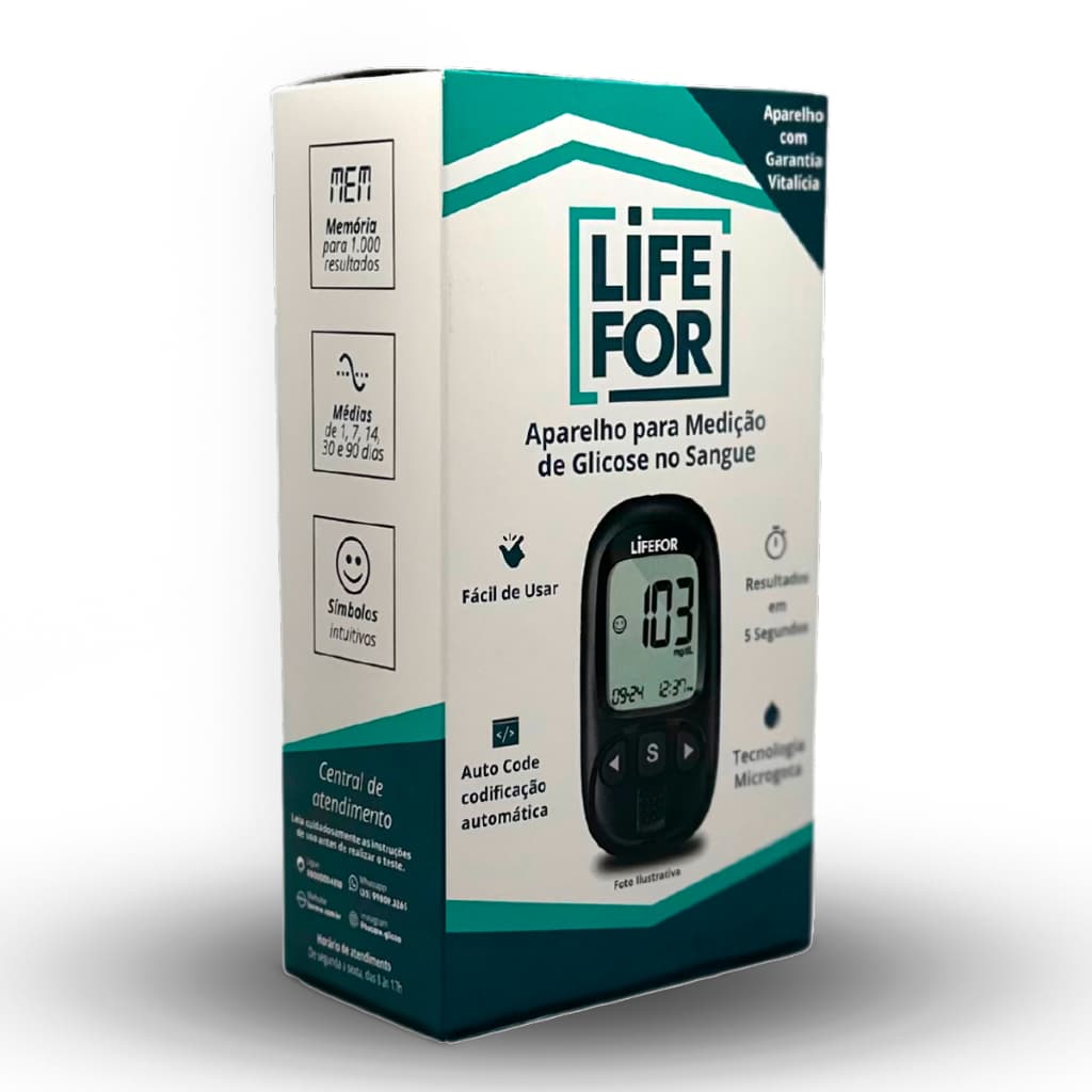 Aparelho De Medir Glicose Glicemia Diabetes Kit Completo C/Tiras E Lancetas Lifefor
