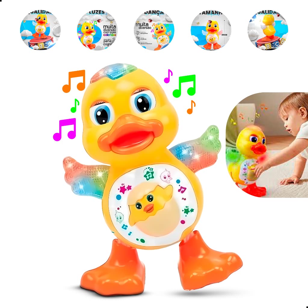 Brinquedo Patinho Pato Dançarino Musical Com Som Luz Infantil