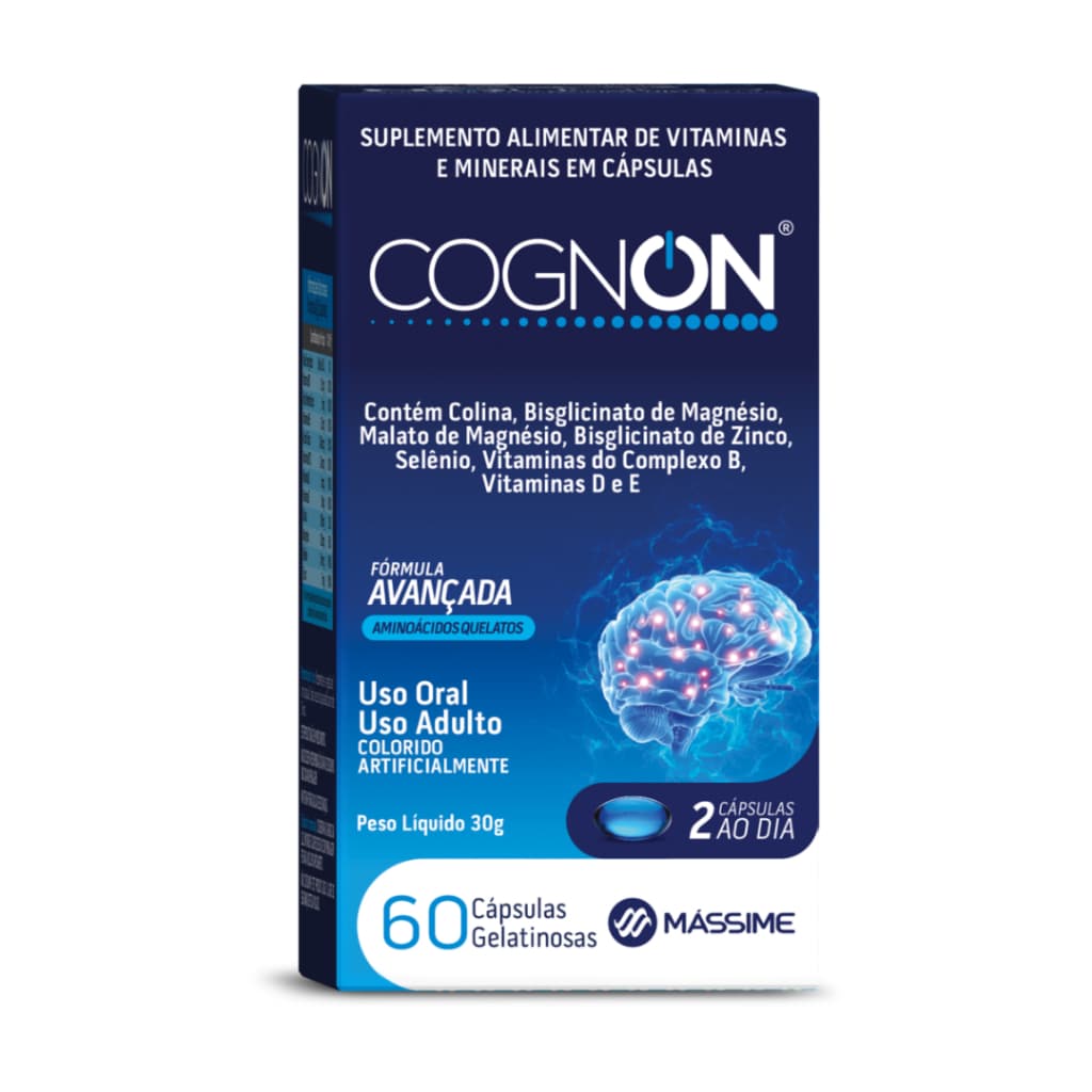 Cognon 1000mg - Foco e Concentração - 60 Cápsulas Massime