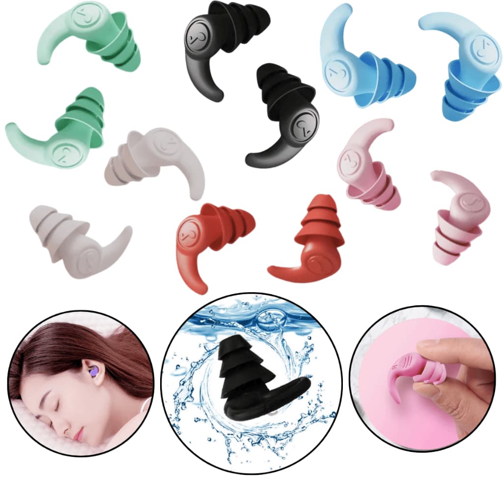 Tampão Ouvido 3 Camadas Antiruído Plug Dormir Natação Estudos Trabalho Protetor Auricular Austimo