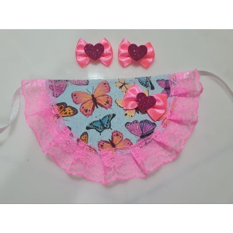 Kit conjunto, babador com lacinhos 10 unidades, só fêmea, banho e tosa, pet shop