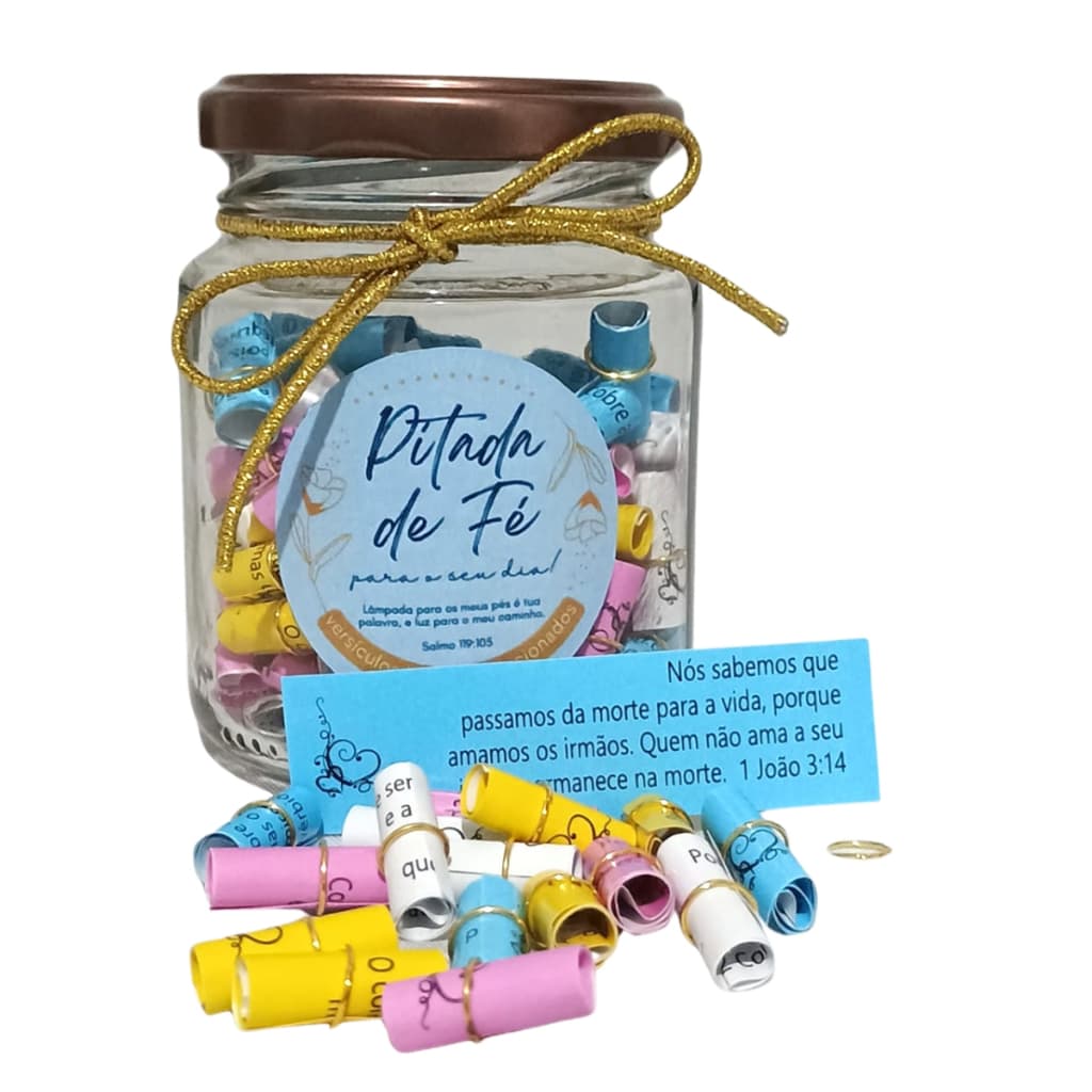 Pote Pitada de Fé para o Seu Dia com Versículos Bíblicos Enroladinhos Colorido Lembrancinha