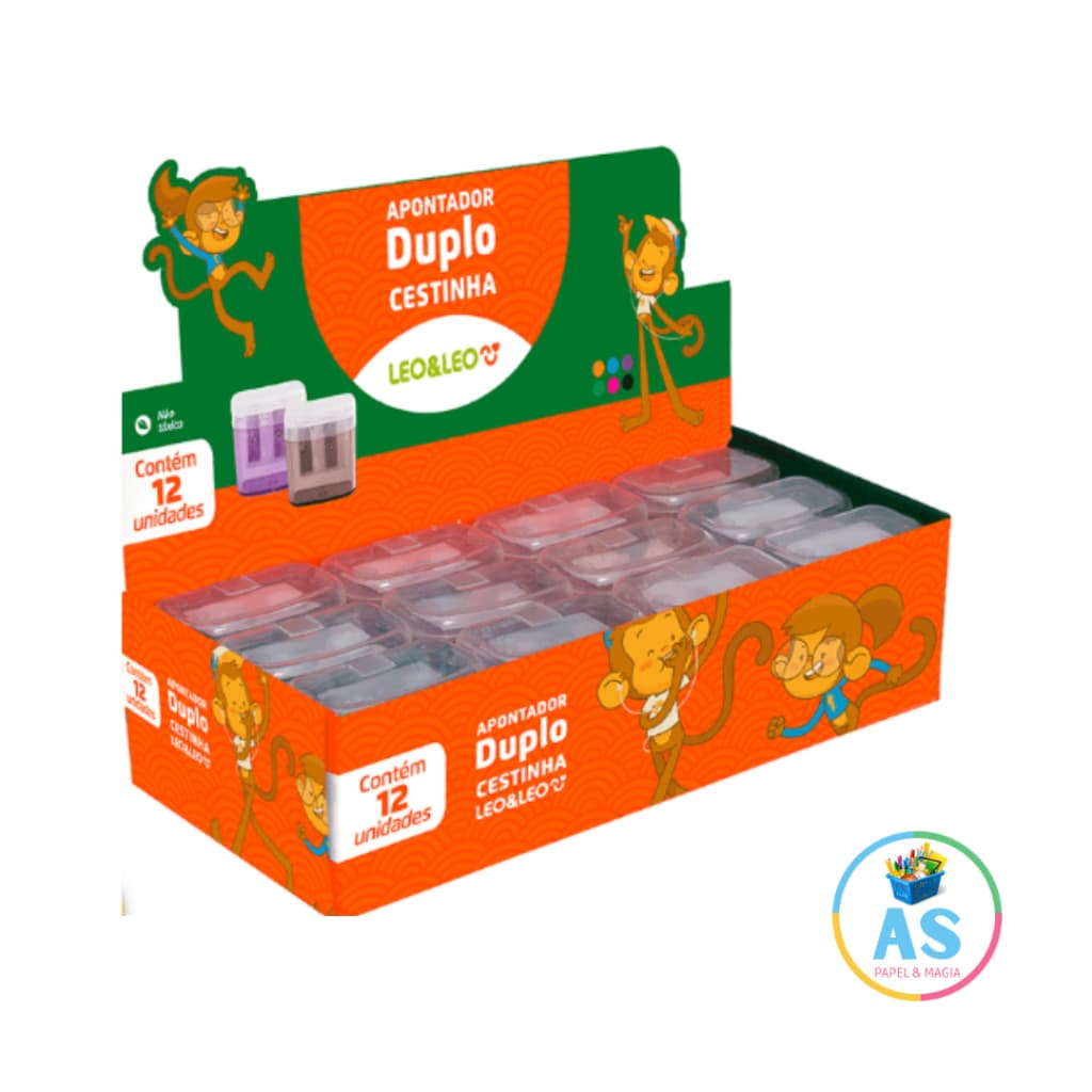 Apontador Duplo Cestinha C/Deposito Caixa C/12 Und Leoeleo 01