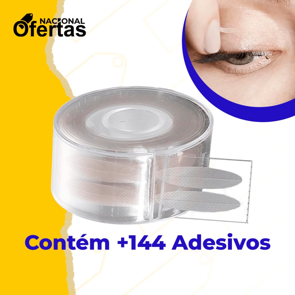 144 Adesivos Fita Transparente  Levanta Pálpebras Caída Efeito Imediato (largo) +  Mimo Aplicador