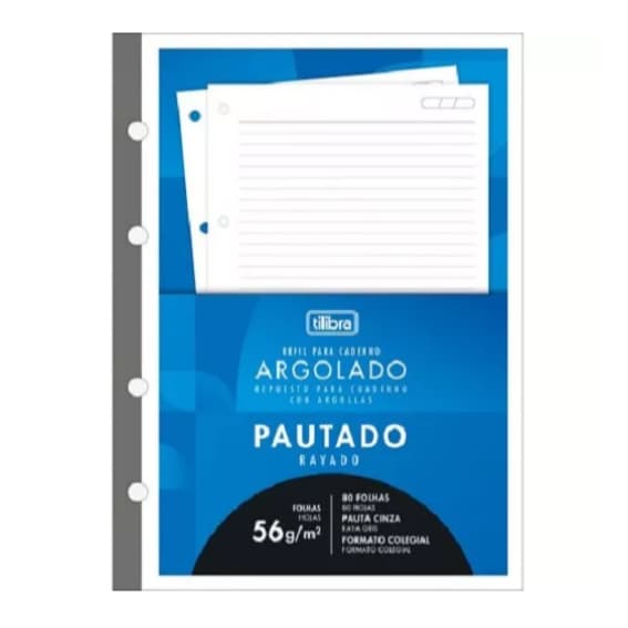 Refil Tiliflex P/ Caderno Argolado Colegial 80 Fls Kit C/ 4 - Tilibra