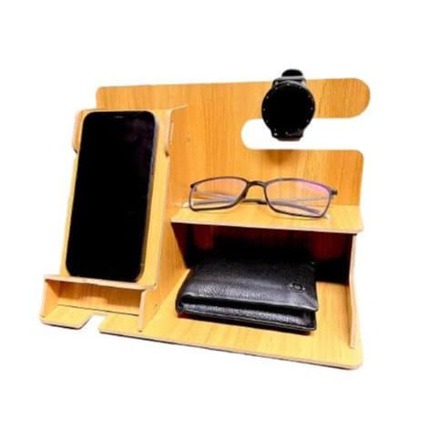 Suporte Organizador De Mesa Escritório Mdf Multiuso Porta Celular Óculos carteira e Relógio Envio Rápido!