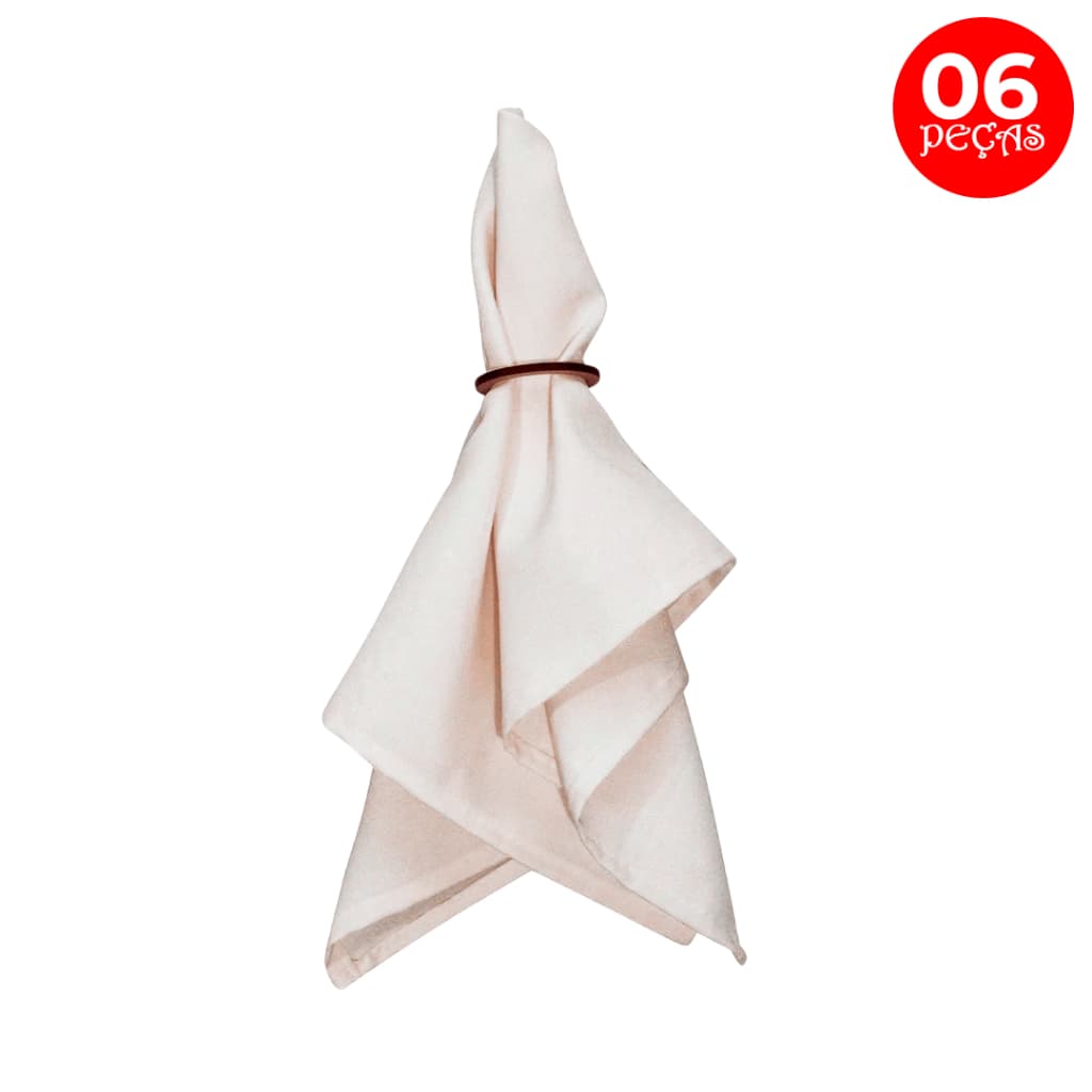 Kit 6 Peças Guardanapo Tecido Oxford Liso Palha com Bainha para Mesa Posta