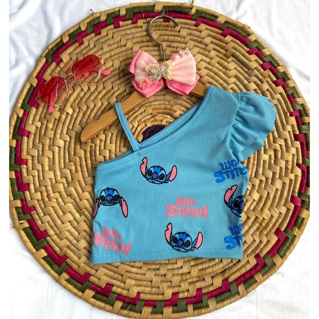 Blusa infantil Canelado detalhe estampado Lilo - Moda feminina blogueirinha