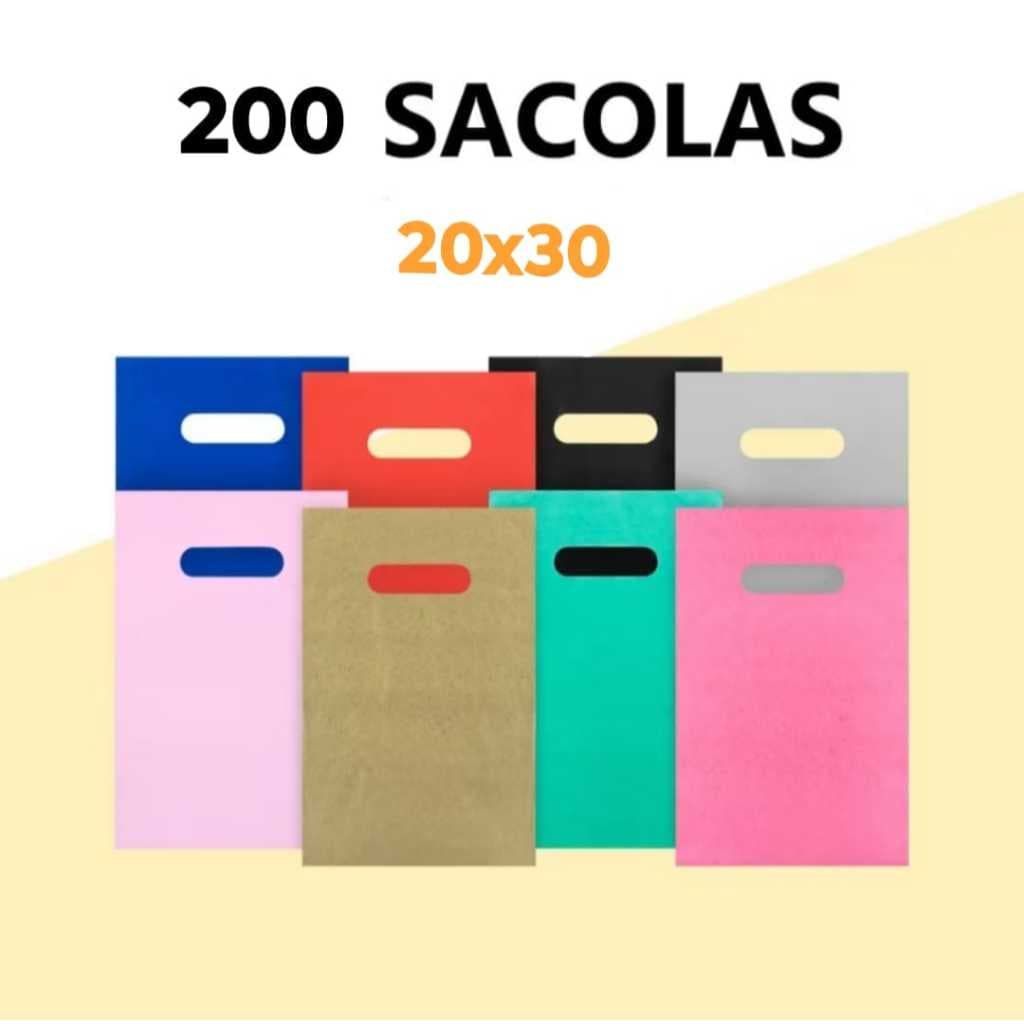 Kit 200 Unidades Sacolas Plásticas Boca Palhaço 20x30 a Vazada para bijuterias