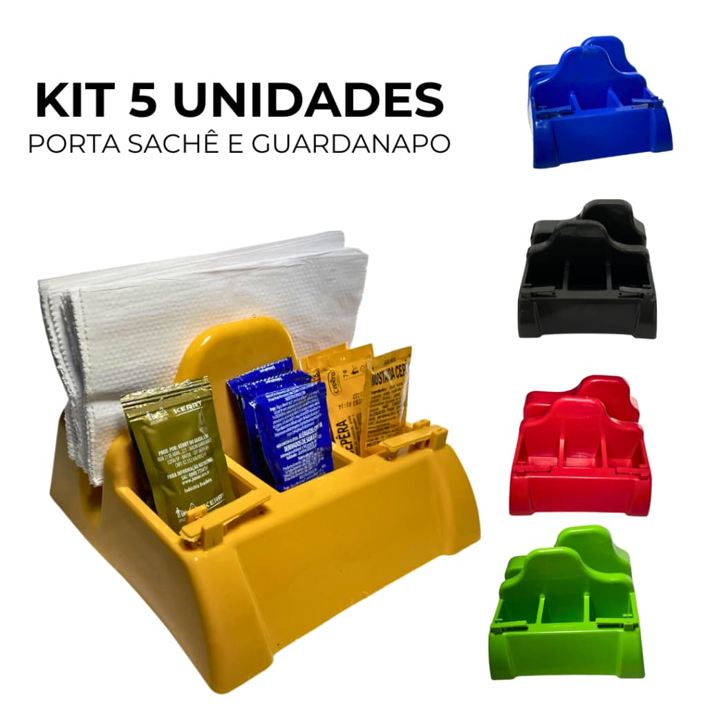 Kit 5 Porta Sachê e Guardanapo Com Furador Prático Funcional Restaurantes Ótima Qualidade