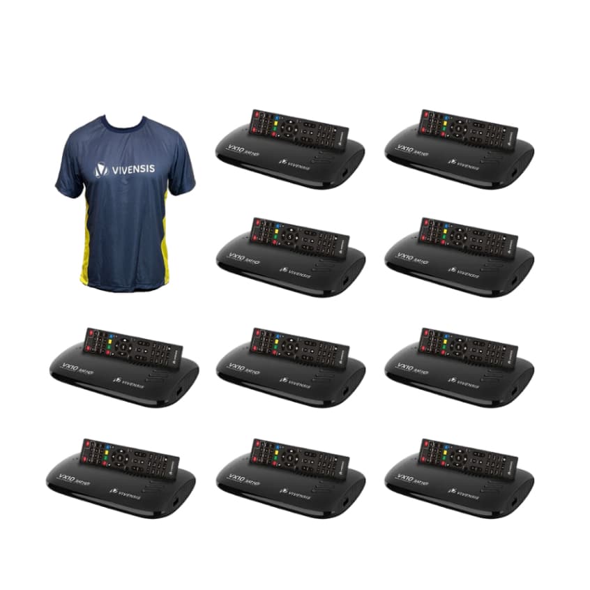 Kit 10 Receptor Digital Vivensis Vx10 Tv Sat Hd Multiponto