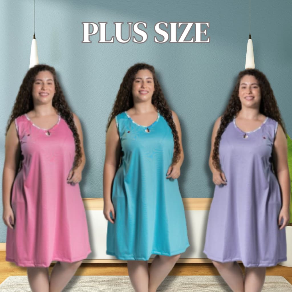 Camisola Plus Size Regata Tamanho Grande Com Viés Estampado Malha Fria Confortável