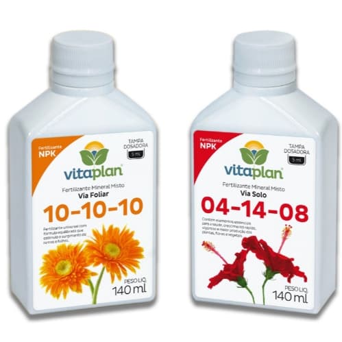 Kit Adubo Fertilizante Líquido NPK 10-10-10 + 04-14-08 - Vitaplan Nutriplan - Plantas Flores Frutos