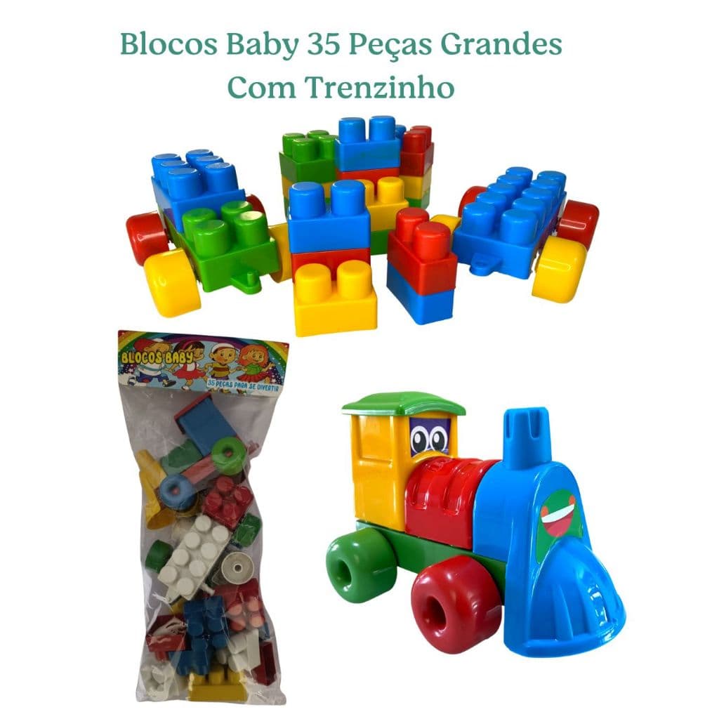 Blocos de Montar com Trenzinho Didático - 35 Peças Grandes