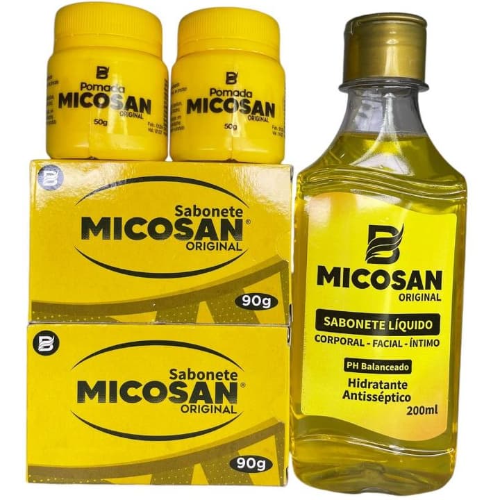 Micosan Kit Pomada Clareadora 2 Pomadas 2 Sabonete Barra 1Líquidos Original Baruc