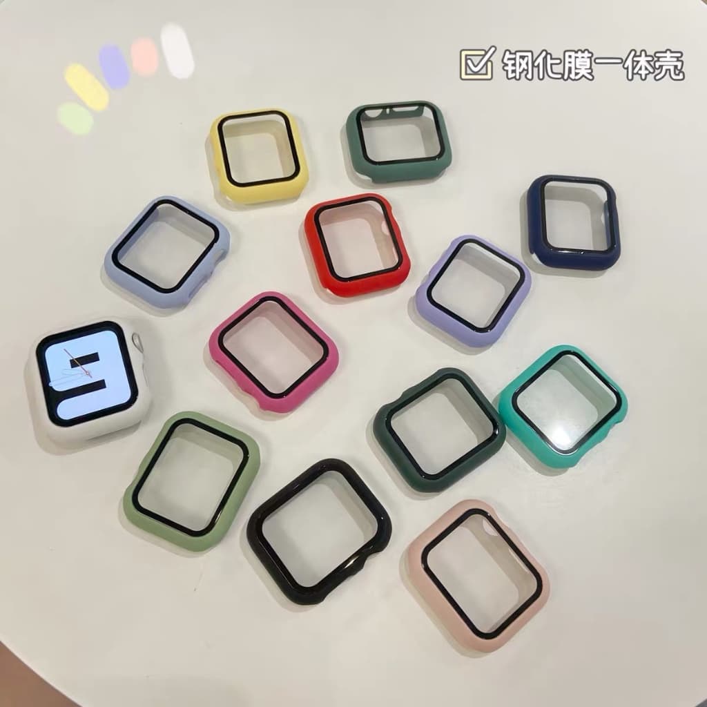 Case capinha Bumper Pelicula De Vidro quadrado 360 Temperado Apple Watch Series  8 9 S10 38 40 41 42 44 45 46 49 MM