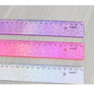Régua Escolar De 30cm Gliter Rosa/ Lilás / Prata Maxcril