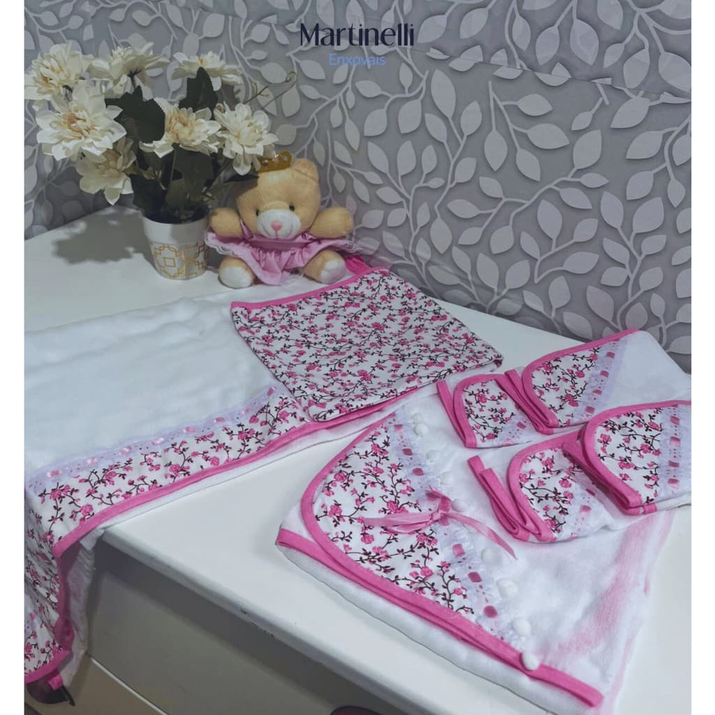 Kit Maternidade Toalha Banho + Manta Fralda + 4 Fraldinhas Boca Varias Estampas
