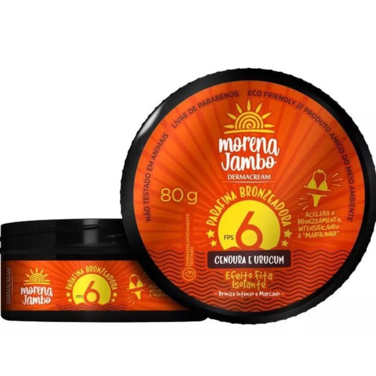 Parafina Bronzeadora Morena Jambo  FPS6 Cenoura e Urucum Efeito Fita Isolante 80g - Dermacream